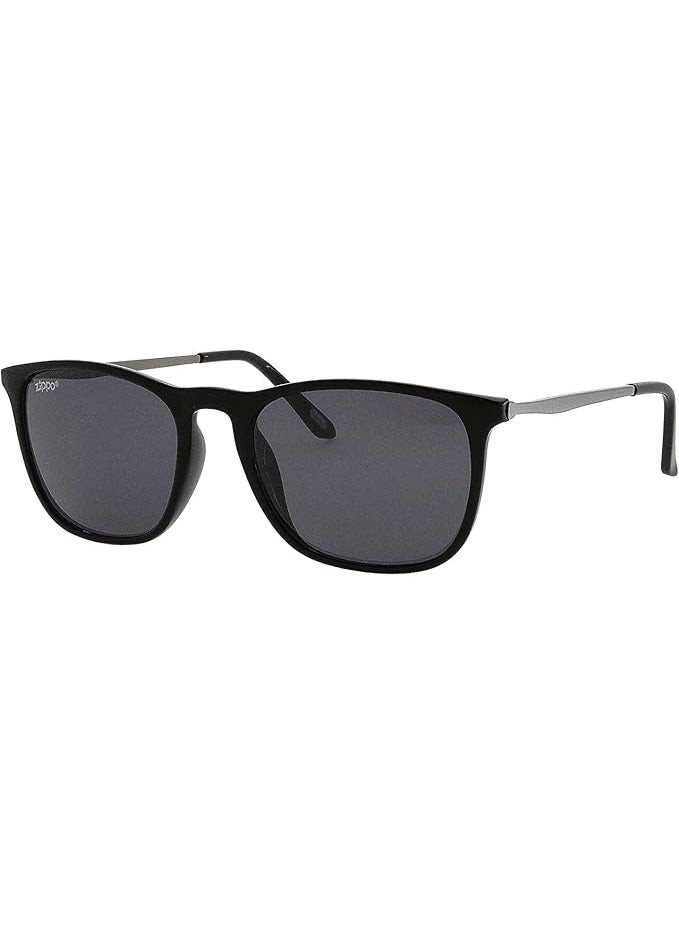 Zippo UV400 Protection Square Sunglasses for Men - Matte Black Frame with Grey Lenses (0B40-01) - Image 1